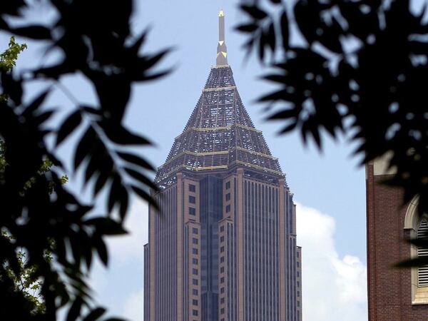 The familiar top of the Bank of America Plaza, at 1,023 feet the South's tallest building.