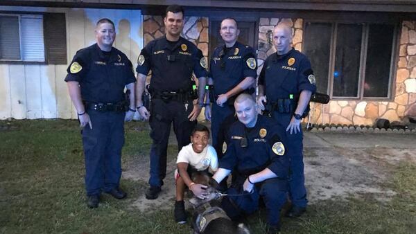 Members of the Warner Robins Police Department escorted Jalen Manns to the hospital to undergo a brain tumor biopsy.