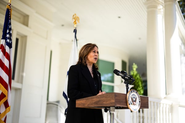 Vice President Kamala Harris, the Democratic presidential nominee, spoke Wednesday about John Kelly, Trump’s former chief of staff, who said Trump met the “definition of fascist.” She called Kelly's comments a “window into who Donald Trump really is.” (Tierney L. Cross/The New York Times)
                      