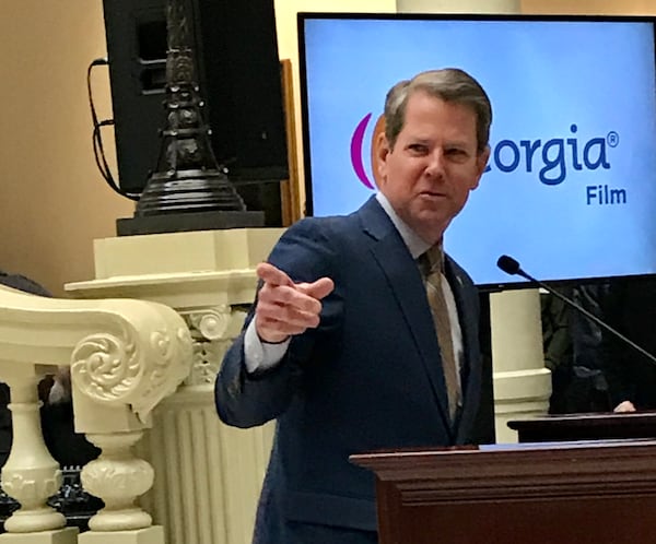 Brian Kemp at Georgia Film Day on March 11, 2020 at the Georgia State Capitol. 