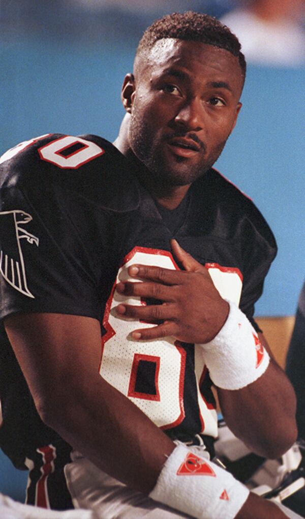 Andre Rison finished in the top five in the NFL in receptions in his first four seasons with Atlanta. (AP)