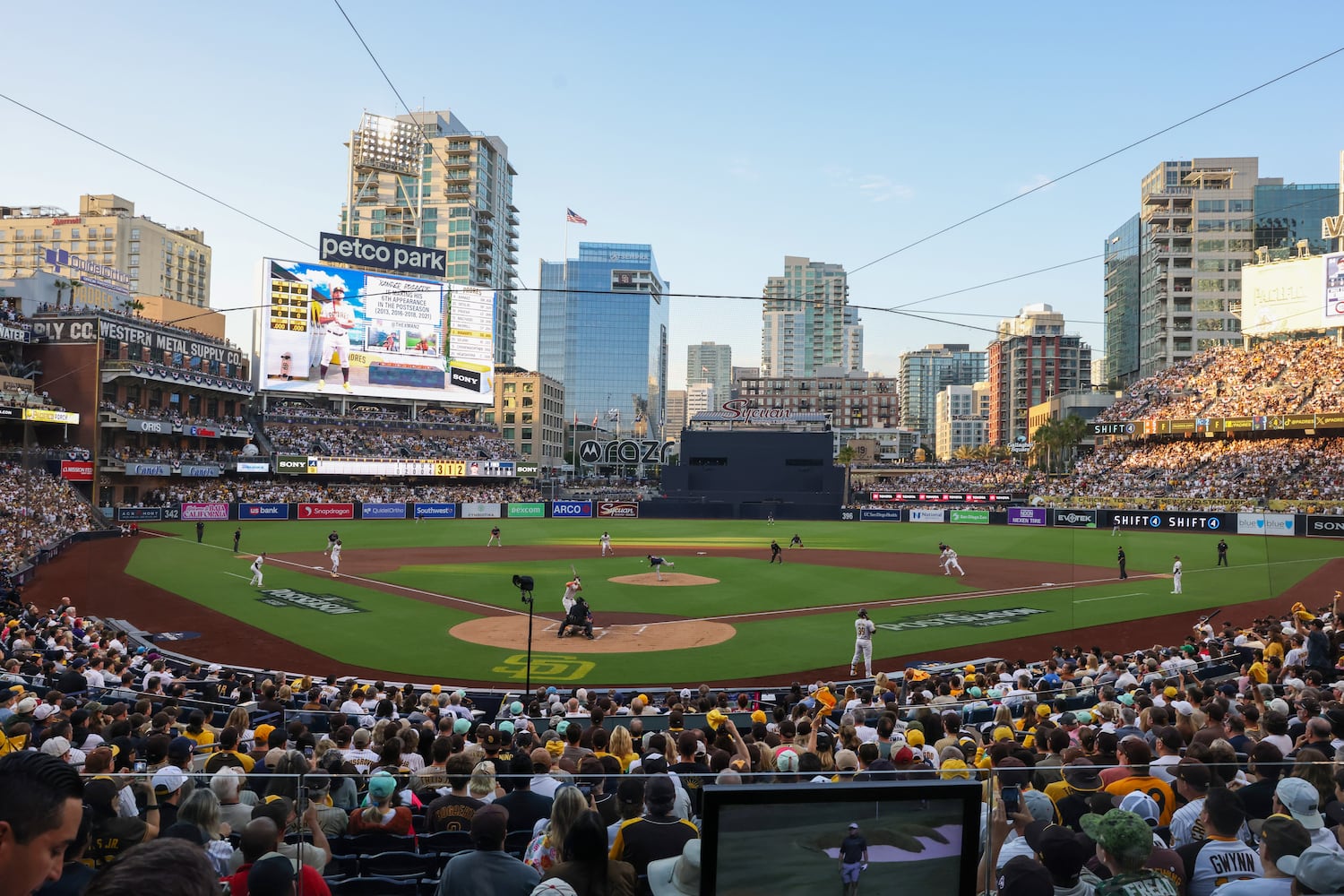 Atlanta Braves pitcher Max Fried delivers to the San Diego Padres in front of Padres fans during the first inning of National League Division Series Wild Card Game Two at Petco Park in San Diego on Wednesday, Oct. 2, 2024.   (Jason Getz / Jason.Getz@ajc.com)