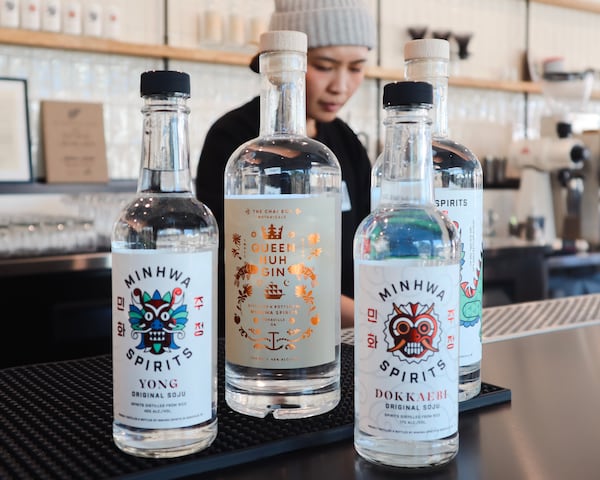 Minhwa Spirits in Doraville makes two kinds of soju and a gin. (Courtesy of Colette Collins)