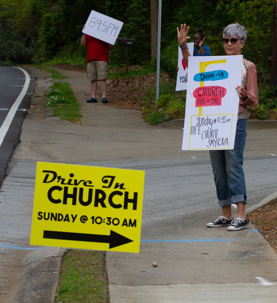 Churchgoers across metro Atlanta attend socially distant, drive-in services