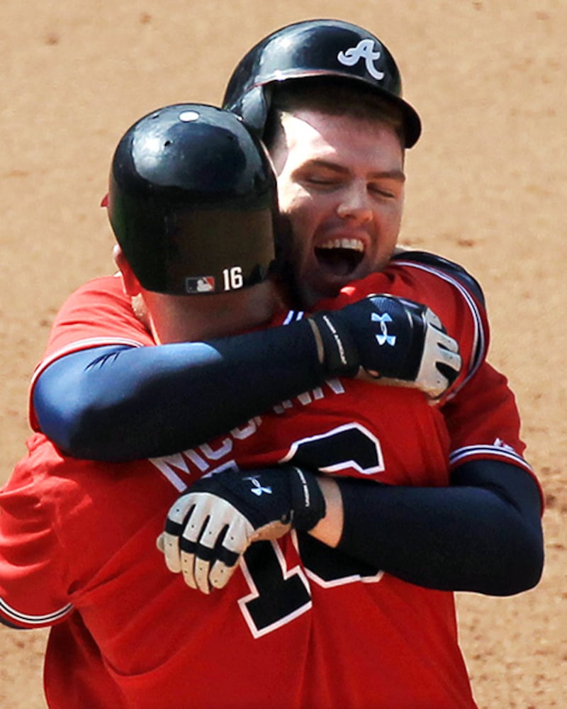 Freddie Freeman hugs