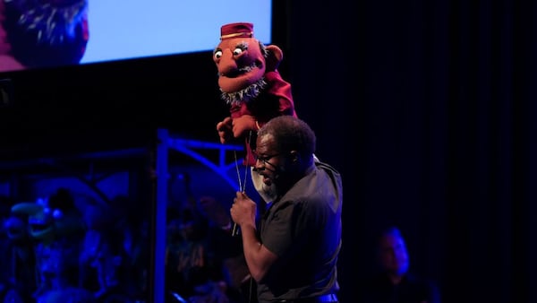 Raymond Carr performs during Puppet Up!, an improv and puppetry troupe produced by the Jim Henson Company. (Courtesy of the Jim Henson Company)