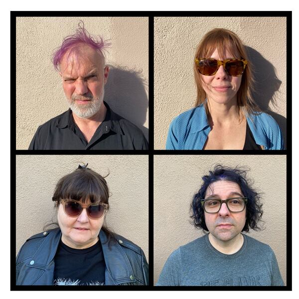 Pylon Reenactment Society members Gregory Sanders (clockwise from top left), Kay Stanton, Jason NeSmith and Vanessa Briscoe Hay pose for an update of Pylon's four-portrait cover for its 1980 album "Gyrate."