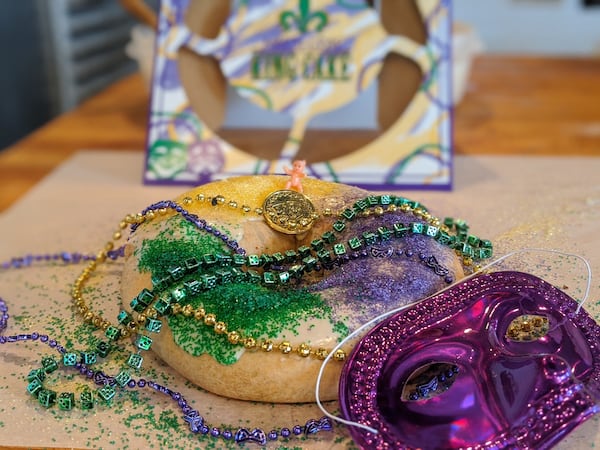 King cake from Great Harvest Bread Co. in Johns Creek and Alpharetta. Courtesy of Great Harvest Bread Co.