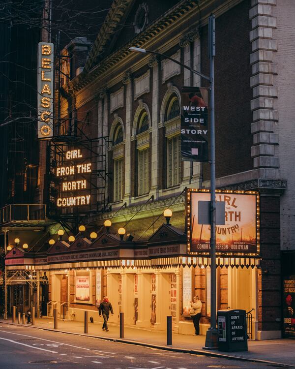 The Belasco Theatre in New York, on March 18, 2020.  (George Etheredge/The New York Times)