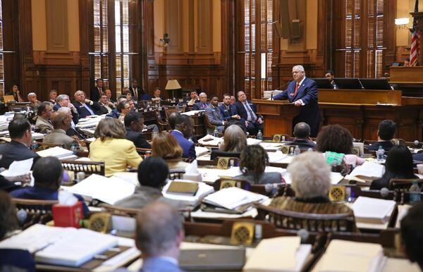 House Speaker David Ralston speaks from the well as he honors the life of former Georgia Gov. Zell Miller at the Georgia Capitol on Friday. Miller, who was also a U.S. senator, died Friday at the age of 86. PHOTO / JASON GETZ