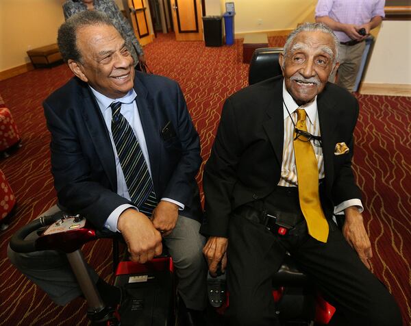 Ambassador Andrew Young (left) and Lowery get together in 2017. Curtis Compton/ccompton@ajc.com