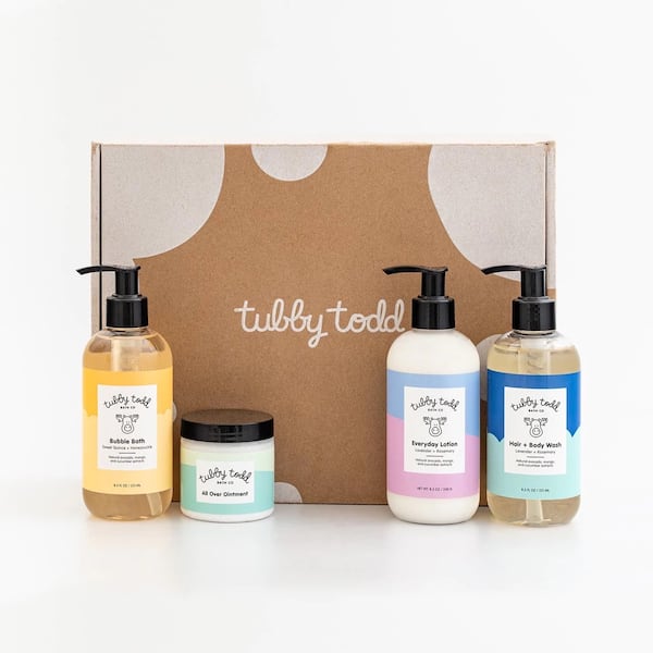 Create a skincare routine for baby with a four-piece essential bath set from Tubby Todd.
(Courtesy of Tubby Todd)