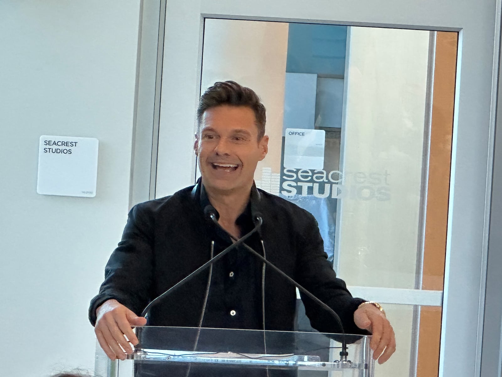 Ryan Seacrest at the opening of Seacrest Studios at the new Arthur M. Blank children's hospital ribbon-cutting event on Oct. 11, 2024. RODNEY HO/rho@ajc.com