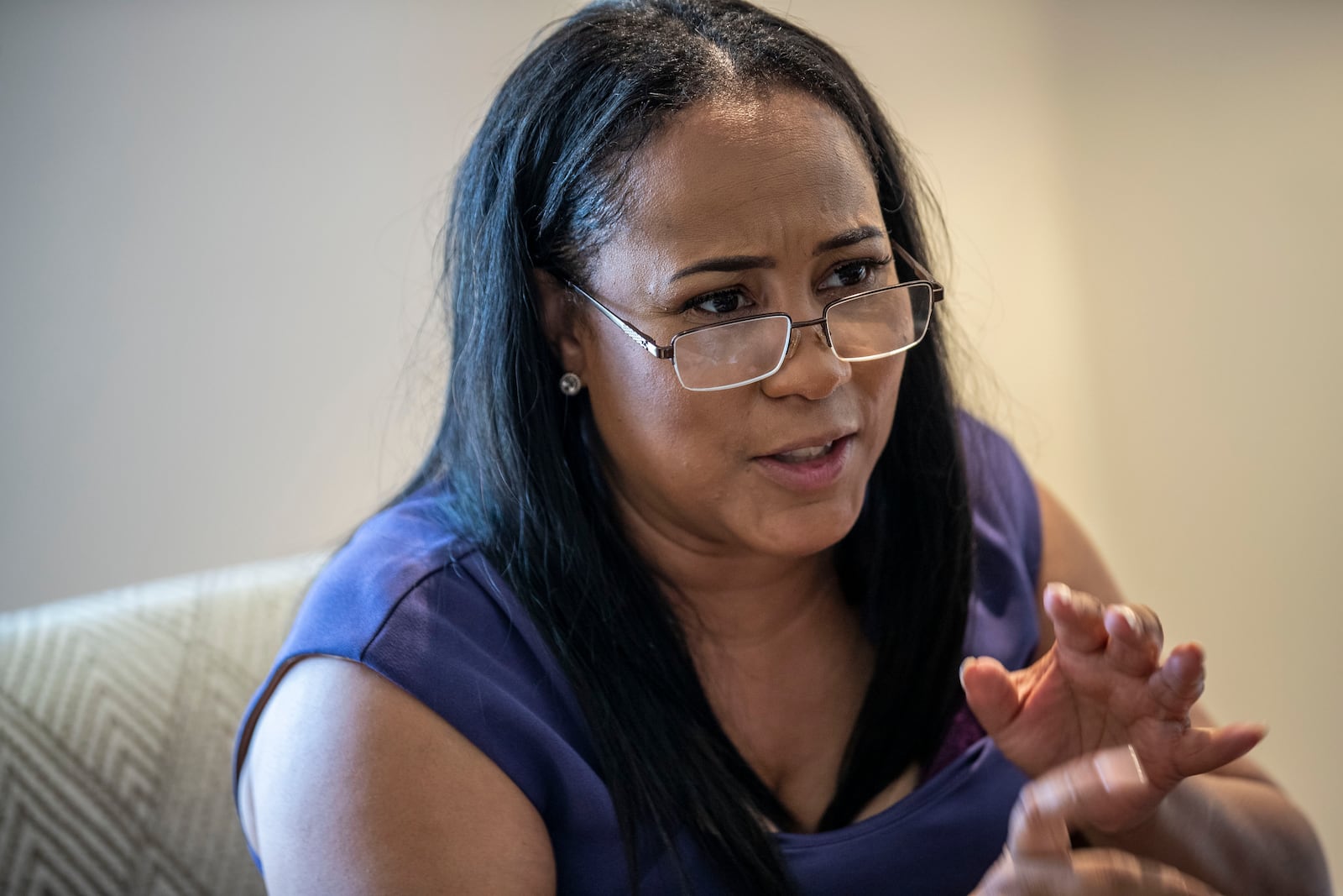 Fani Willis speaks at her law firm in Midtown Atlanta on August 4, 2020, about a week before winning a runoff election against Fulton County's longtime district attorney Paul Howard. (ALYSSA POINTER / ALYSSA.POINTER@AJC.COM)