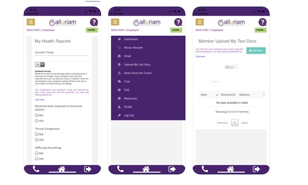 The Alluriam Employee Availability Planner or EAP app, provides access to a system for use by any company that has in-person, public visitors for the provision of services or delivery of goods. It is used to assure customers that the company is taking measures to assure their safety and to assist managers plan operations by informing them of their employee's current projected availability to work. The app is being piloted  in restaurant settings, including the Select in Sandy Springs.