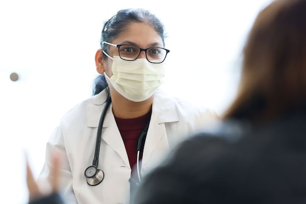 Back in February, infectious disease doctor Supriya Mannepalli spoke with AJC reporter Helena Olivera about COVID-19 cases at Northeast Georgia Health System. Miguel Martinez/AJC 2024