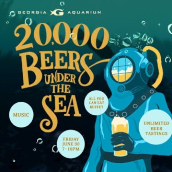 Sample local and national beers, enjoy a catering buffet and listen to music at Georgia Aquarium’s 20,000 Beers Under the Sea on Friday.