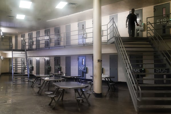 An inmate is seen in a cell block during a tour of the Fulton County Jail on Monday, December 9, 2019, in Atlanta. (Elijah Nouvelage/Special to the Atlanta Journal-Constitution)