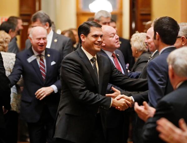 Lieutenant Governor Geoff Duncan enters the house chamber for the joint session. Bob Andres / bandres@ajc.com