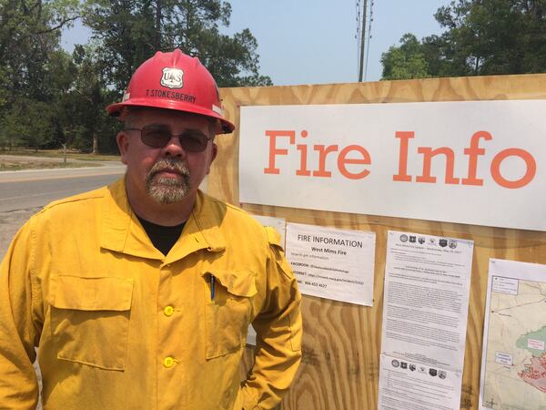 Tom Stokesberry, a spokesman for the U.S. Forest Service, said the fire along the Florida-Georgia border is gaining strength. CRAIG SCHNEIDER/cschneider@ajc.com