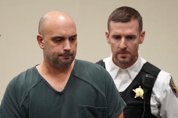 Sean M. Higgins, the driver charged with killing NHL hockey player Johnny Gaudreau and his brother Matthew as they bicycled on a rural road, appears at the Salem County, N.J., Courthouse, Tuesday, Nov. 12, 2024, in Salem, N.J. (AP Photo/Matt Slocum)