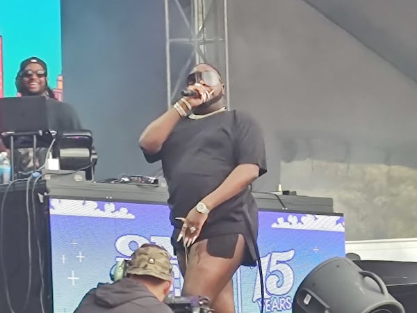 Rapper Saucy Santana gets the crowd hyped on day two of One Musicfest.