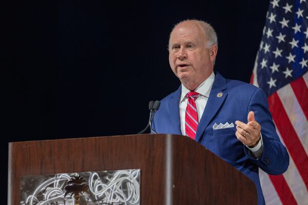 Lieutenant Governor candidate and Georgia Senate Pro-Tem Butch Miller speaks at the Georgia GOP State Convention in Jekyll Island, Georgia on June 5th, 2021. Nathan Posner for the Atlanta-Journal-Constitution