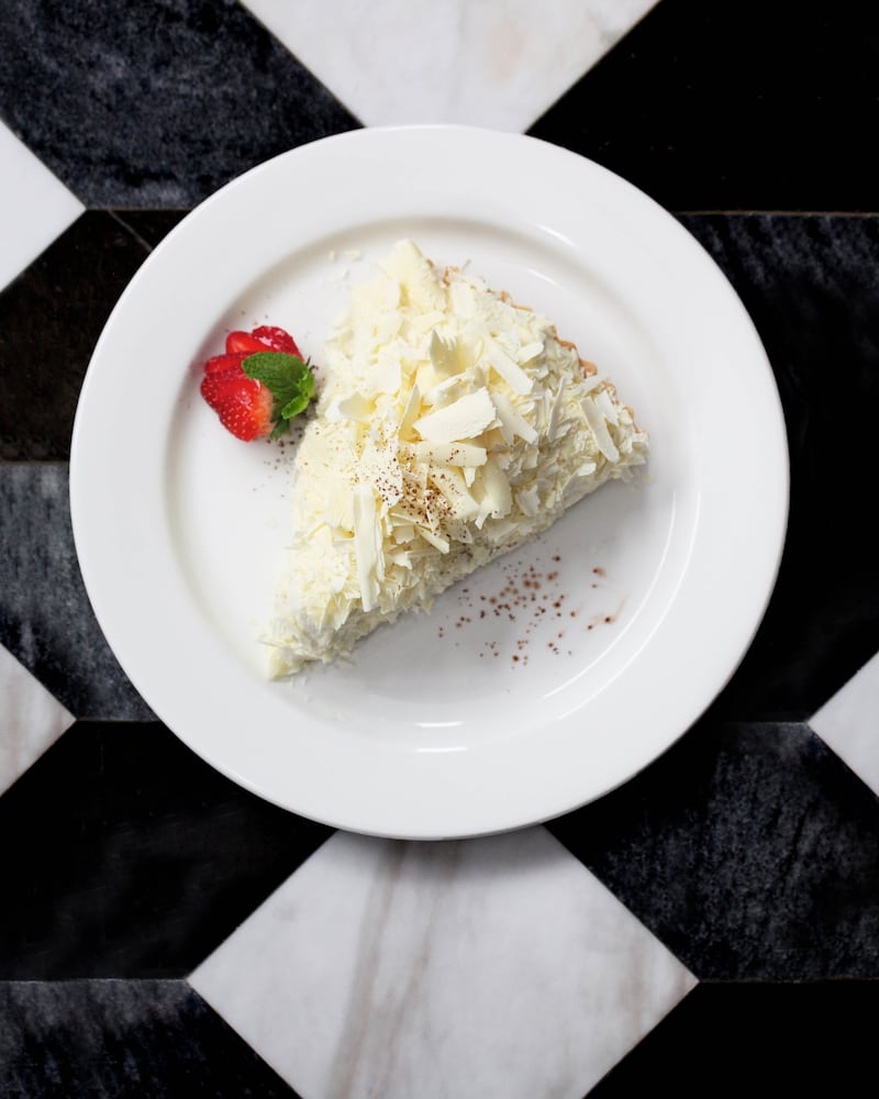 White chocolate banana cream pie at Buckhead Diner. Photo credit: Sara Hanna Photography.