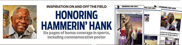 Hank Aaron commemorative newspaper from The Atlanta Journal-Constitution