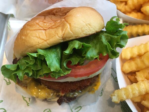 The Shack Stack melds an original cheeseburger with the ‘Shroom Burger and is highly recommended to cheese lovers.