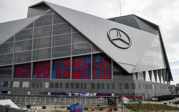 A look outside Mercedes-Benz Stadium hours before Super Bowl 53 on Feb. 3, 2019. The Super Bowl will return to Atlanta in 2028 after the NFL made the announcement while in town for its owners meeting. AJC File