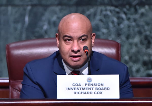 Richard Cox speaks during Atlanta pension board meeting at Atlanta City Council Chambers. JHYOSUB SHIN / HSHIN@AJC.COM