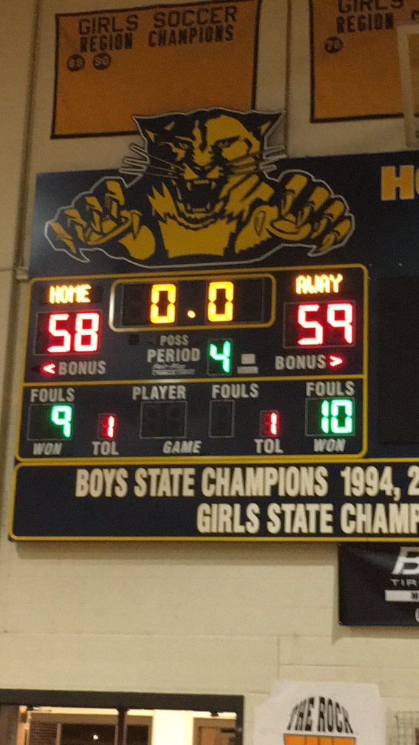 The 59-58 victory over Wheeler is Grayson's first-ever state playoff victory in boys basketball Photo courtesy Grayson HS Athletics Twitter