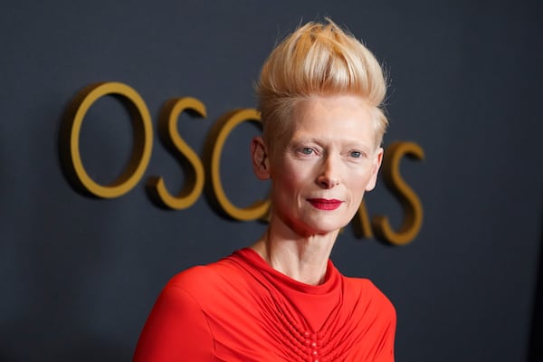 Tilda Swinton arrives at the 15th Governors Awards on Sunday, Nov. 17, 2024, at The Ray Dolby Ballroom in Los Angeles. (Photo by Jordan Strauss/Invision/AP)