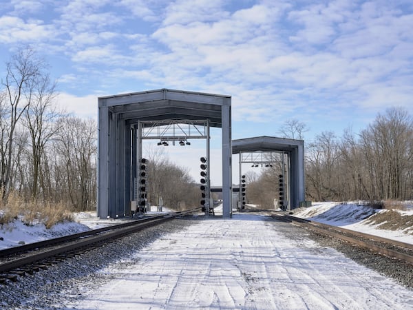 
                        Inspection portals of the train operator Norfolk Southern along a rail line in Leetonia, Ohio, near East Palestine, on Jan. 17, 2024. Rail companies said they have taken steps since the derailment to reduce accidents, including using new technology and improving safety training. (Ross Mantle/The New York Times)
                      