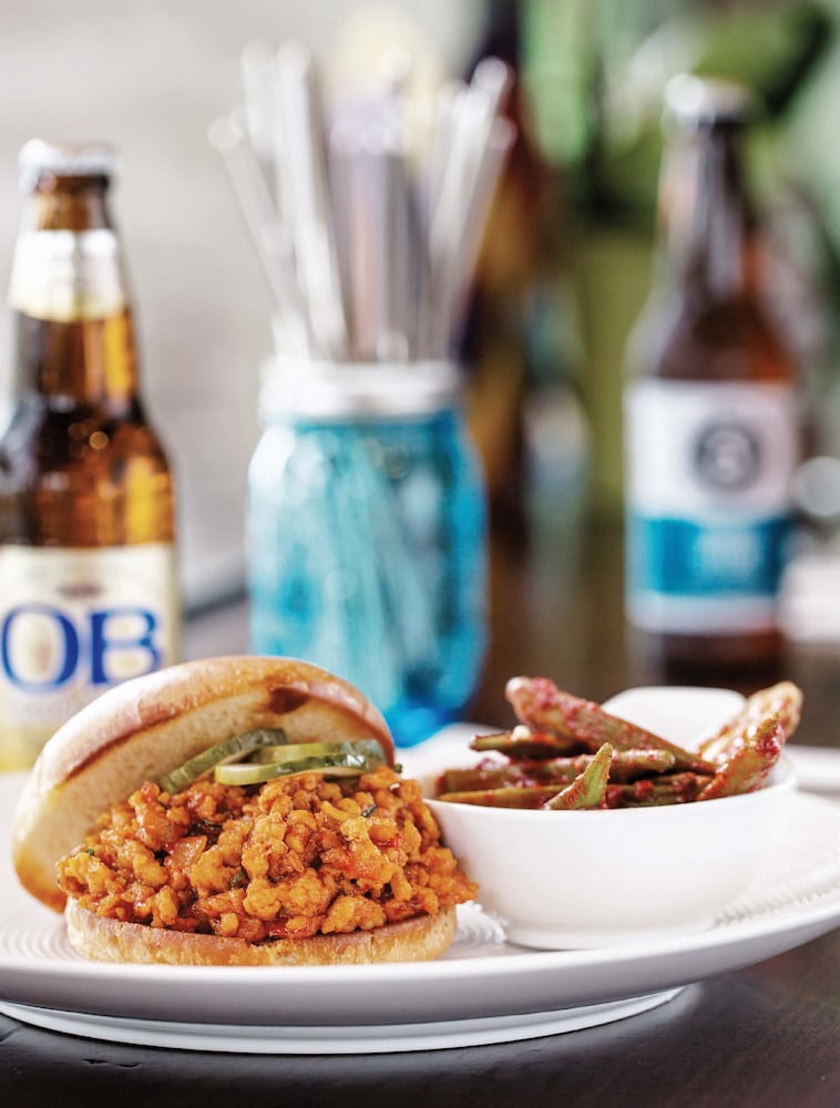 Korean Sloppy Joe With Okra Kimchi from Jiyeon Lee and Cody Taylor of Heirloom Market BBQ in Atlanta. Reprinted from Koreatown.