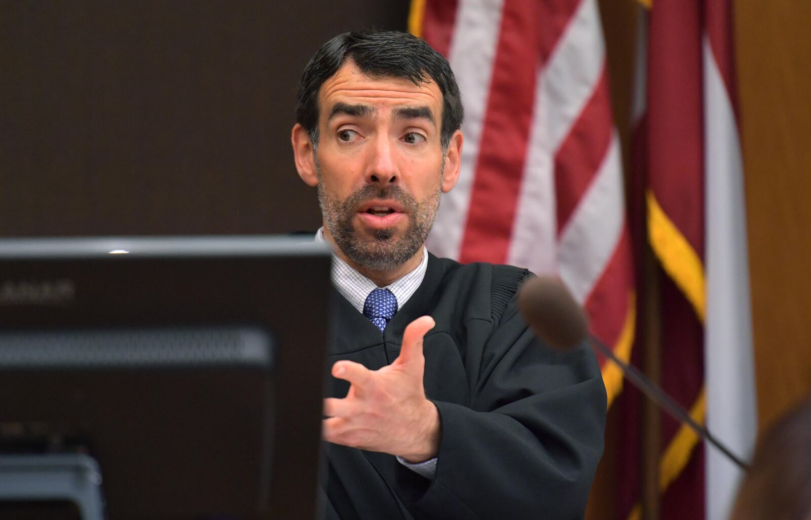 April 11, 2018 Atlanta - Fulton County Chief Judge Robert McBurney speaks during the Tex McIver murder trial at the Fulton County Courthouse on Wednesday, April 11, 2018. HYOSUB SHIN / HSHIN@AJC.COM