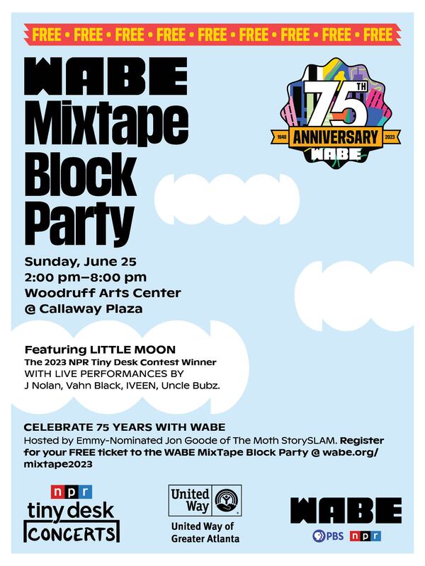 WABE MixTape Block Party will return to Atlanta on Sunday, June 25, in Woodruff Arts Center at Callaway Plaza. NPR's Tiny Desk Contest Winner, Little Moon, will be performing at the festival.