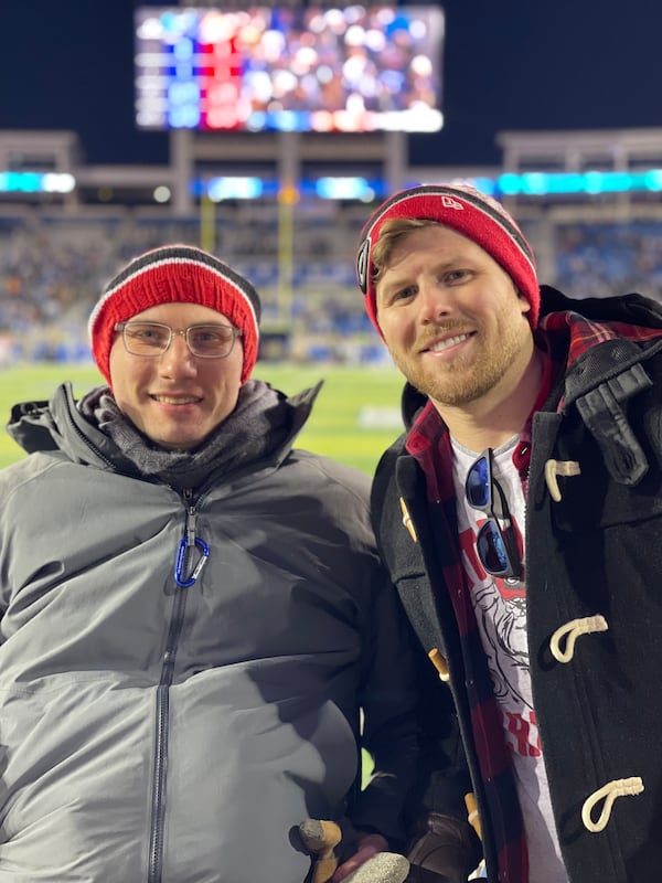 Wesley Troyer, right, met Morgan their freshman year at UGA. When Morgan returned to UGA only five months after his injury, he moved into a handicapped-accessible apartment with Troyer and other friends. Troyer says that Morgan always had an easy time making friends. "People knew Woody. They were drawn to him." (Contributed)