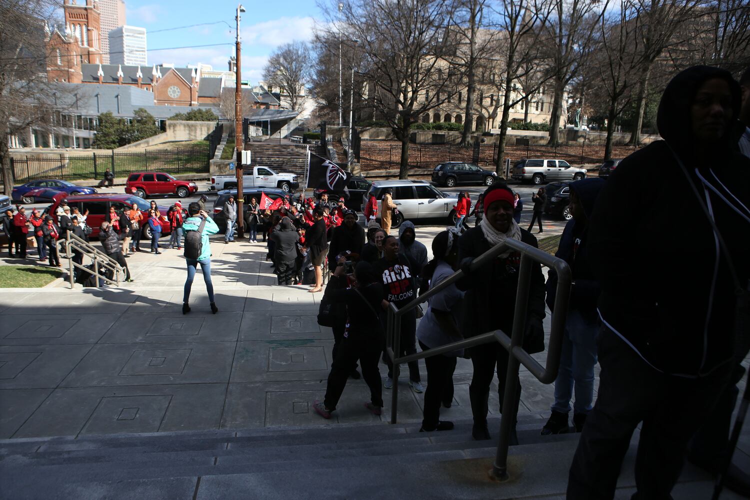 Falcons pep rally at Atlanta City Hall