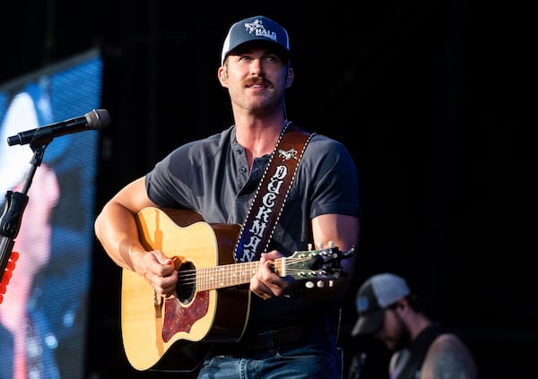 Riley Green performs on stage at Ameris Bank Amphitheatre, Friday, Aug. 23, 2019, in Alpharetta. (Photo by Paul R. Giunta/Invision/AP)