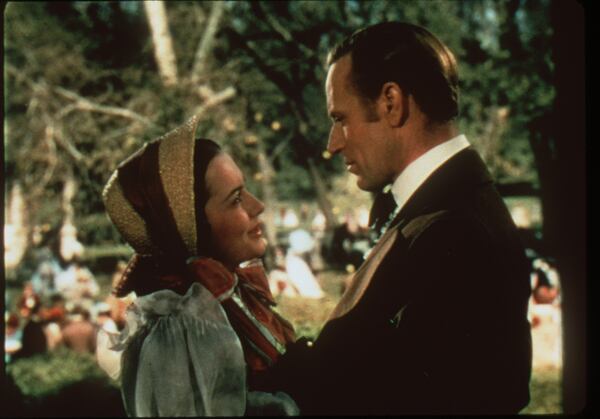 Olivia de Havilland as Melanie and Leslie Howard as Ashley in a scene from Gone With The Wind. © 1998 New Line Cinema.