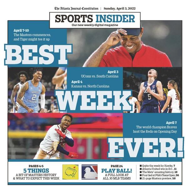 Special sports coverage in Sunday’s ePaper — NCAA finals are set as Master’s Week arrives