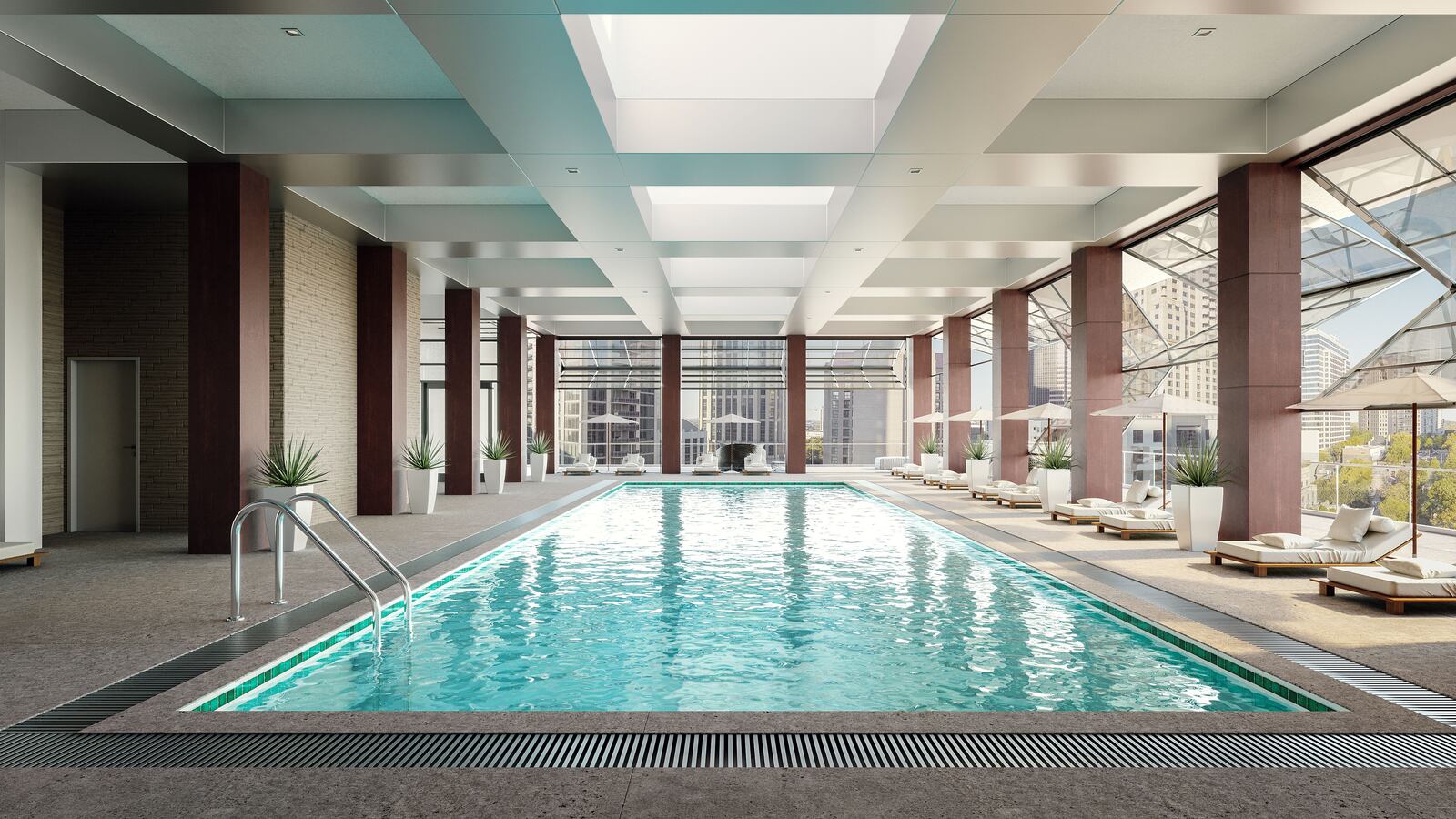 A rendering of the indoor pool at 40 West 12th.