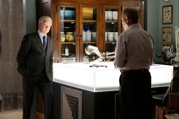 Jeff Perry playing Cyrus Beene kibbitzing with Joe Morton's character Rowan during the "Scandal" season four finale. CREDIT: ABC