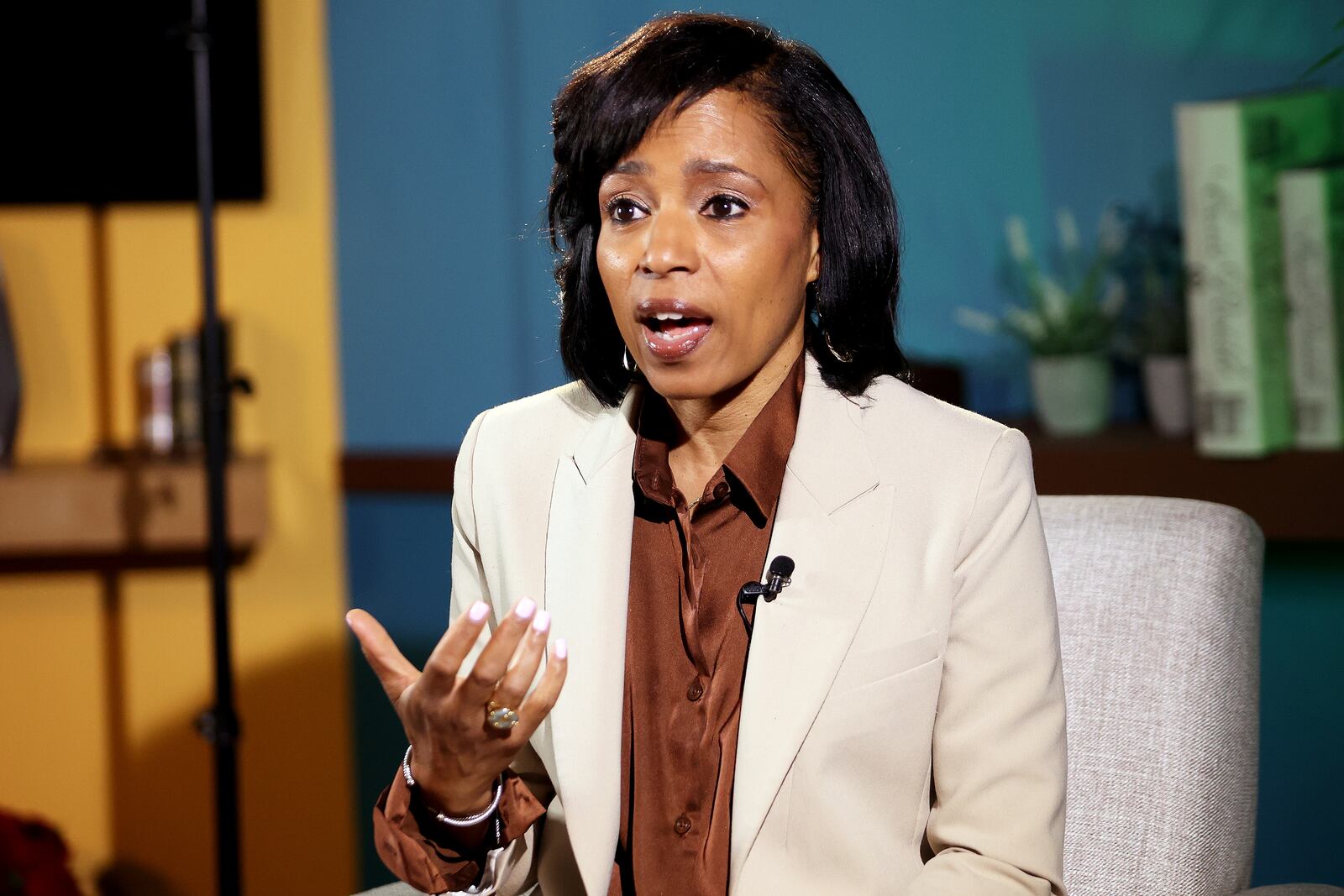 Prince George's County Executive Angela Alsobrooks speaks during an interview in Gaithersburg, Md., Friday, Sept. 20, 2024. (AP Photo/Daniel Kucin Jr.)