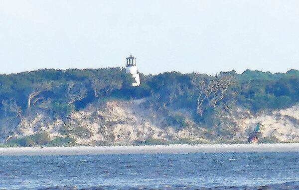 A portion of Little Cumberland Island Lighthouse is viewable from the south end of Jekyll Island.