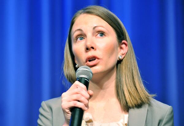 Stacey Evans’ campaign for governor will require her to keep liberal support while appealing to more moderate white voters, particularly those repelled by President Donald Trump. Hyosub Shin hshin@ajc.com