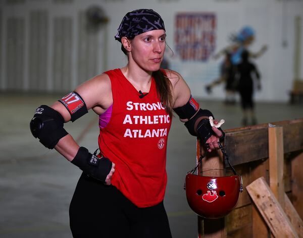 033022 Mableton: Atlanta Roller Derby jammer Anna Benbrook, aka "Gucci Maim", discusses the league and it's changes since the pandemic during team practice at their training facility on Wednesday, March 30, 2022, in Mableton.    “Curtis Compton / Curtis.Compton@ajc.com”