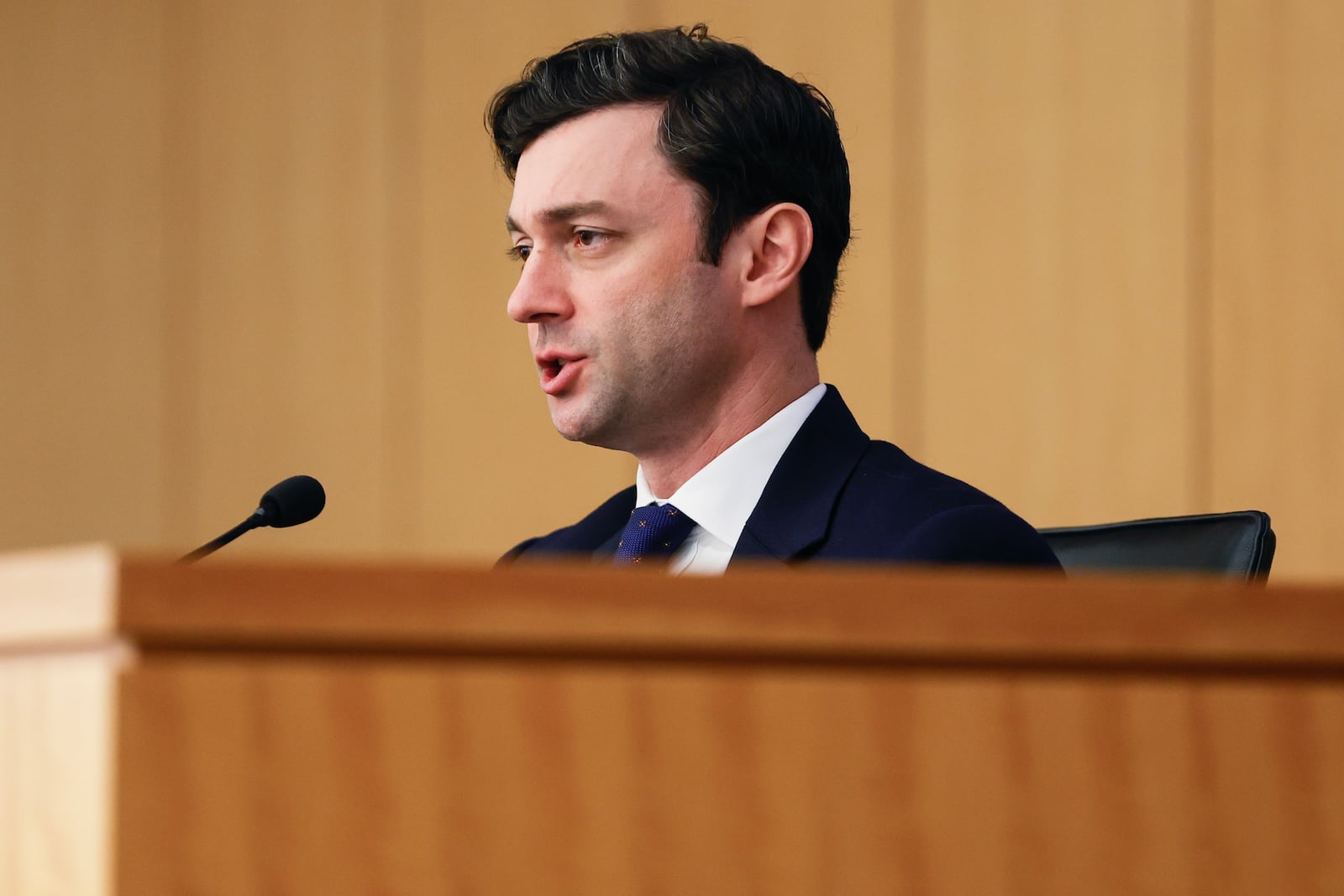 U.S. Sen. Jon Ossoff, D-Ga., bluntly questioned Meta honcho Mark Zuckerberg during a recent hearing in Washington. (Natrice Miller/Natrice.miller@ajc.com)